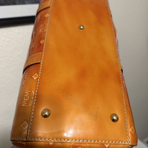 MCM Orange Monogram Satchel Bag - Picture 5 of 6